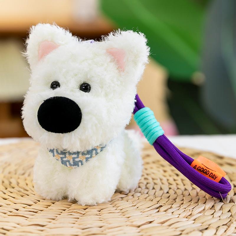 Scruffy Dog Plush Keychain - Cute Cartoon Puppy Doll, Small Stuffed Toy for Bag Decoration & Key Accessory