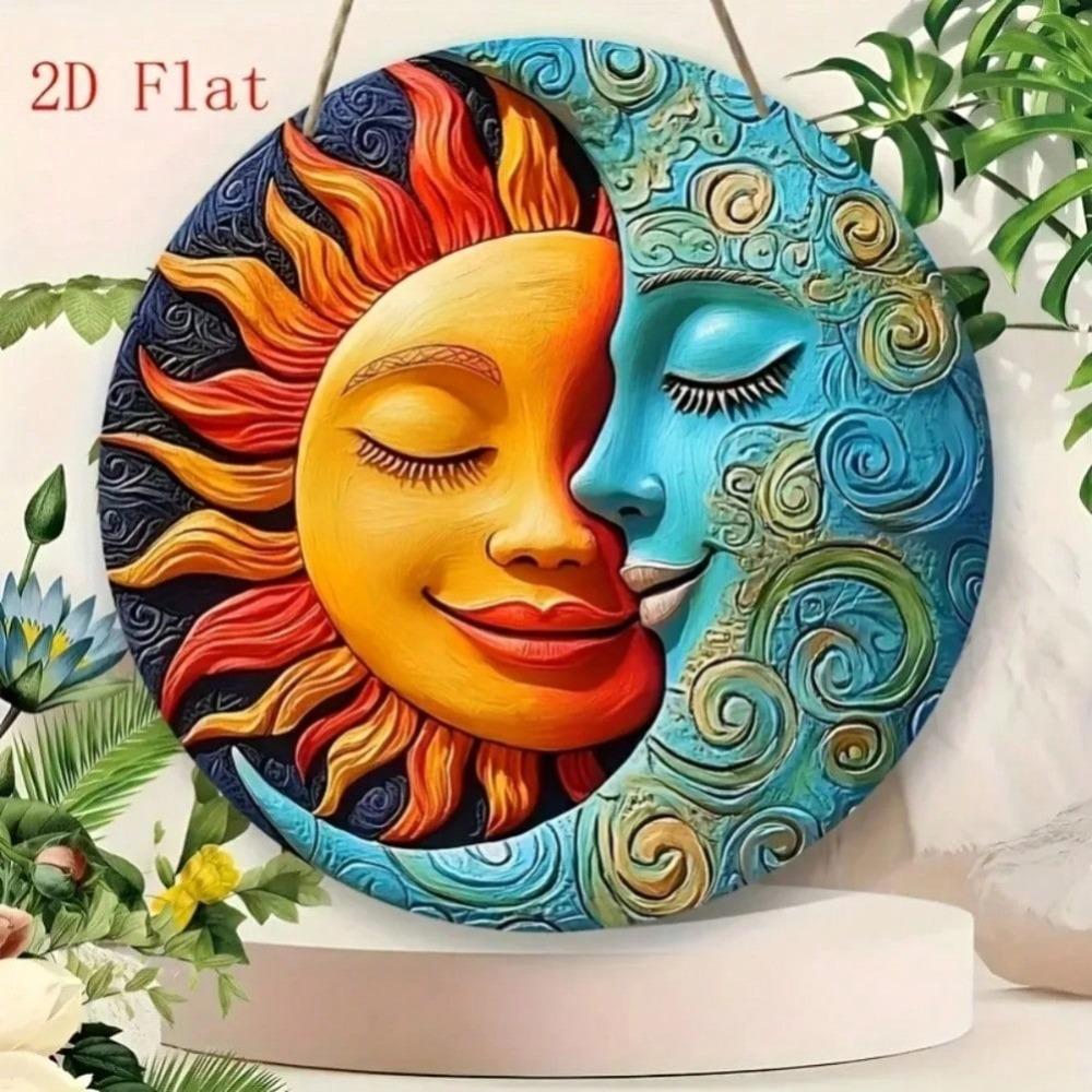 Sun Moon Metal Wall Art 1 Piece 2D Iron Painting Home Decor Gift