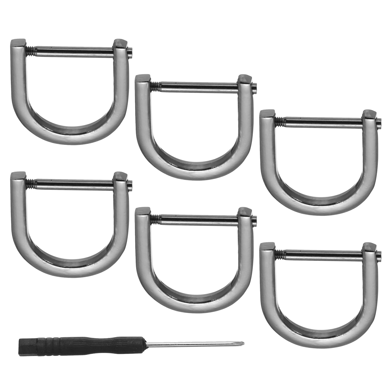 

[PATIKIL] 6 Pcs 13/16 D-Ring Screwed Shackle Horseshoe U-Shaped D-Ring Zinc Alloy Semi Circle чорний