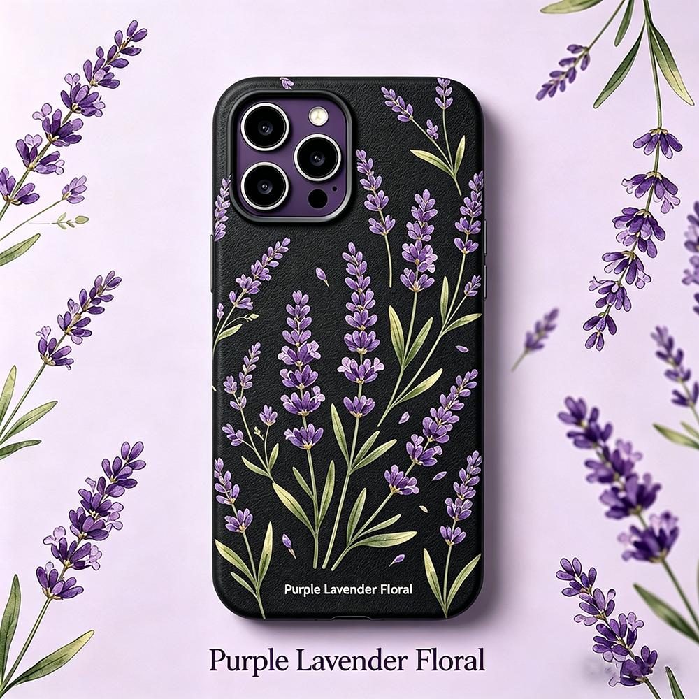 Purple Lavender Floral Print Mint Matte Phone Case For iPhone 17 16 15 14 13 12 11 Pro Max 16 Plus Bumper Case Cover Coque