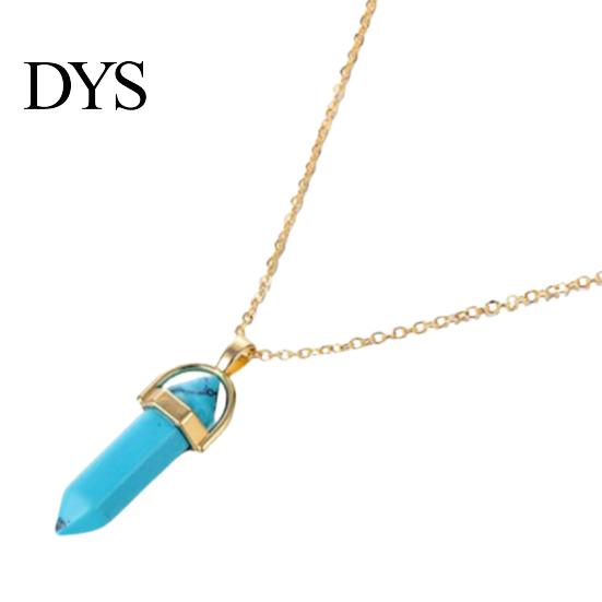 Pendant Necklace Faux Crystal Stone Decorative Chain Metal Women Jewelry Accessories