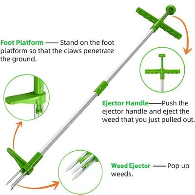 Kralle Neu Ziehen Zieher Stehend Wurzelentferner Outdoor Langer Griff Kralle Unkrautstecher Aluminium, Abnehmbar mit Fußpedal Gartengeräte