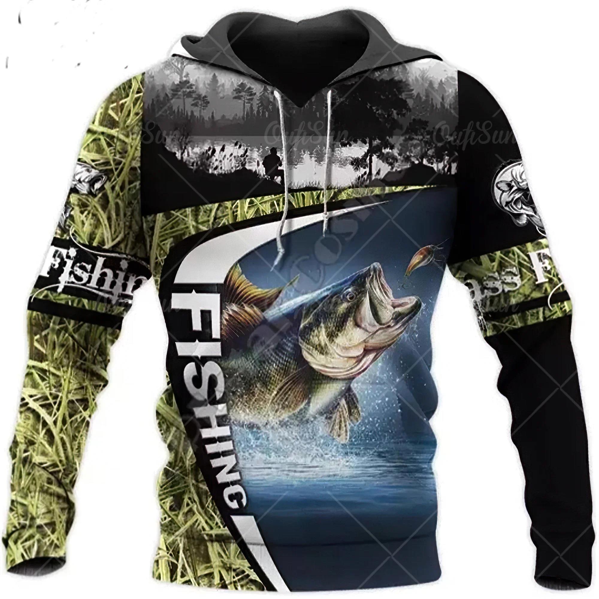3D Fishing Printed Men s Hoodie Loose Designer Sweatshirt Spring Autumn Oversized Clothes S