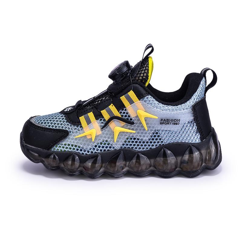 Mesh Sports Shoes with Rotating Buttons for Boys - Soft Sole Running and Basketball Shoes for Children