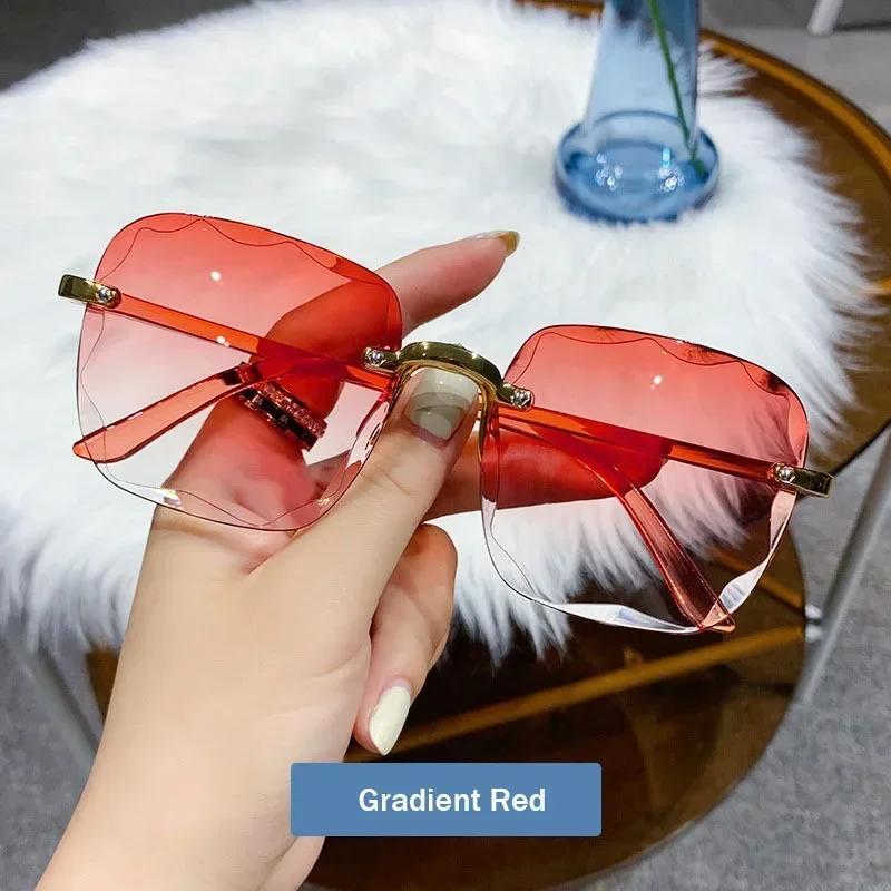 Vintage Frameless Sunglasses New Summer Sun Visors Square Sunglasses for Woman Lenses UV400 Women Sunglasses