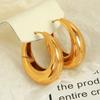 European and American Simple Design Versatile Earrings 18K Gold-plated Stainless Steel Geometric U-shaped Earrings Personalized Women