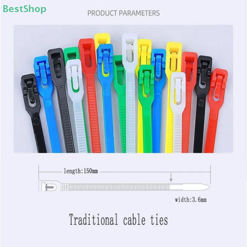 100 Stück farbige T-Typ Nylon-Kabelbinder Abnehmbar Wiederverwendbar