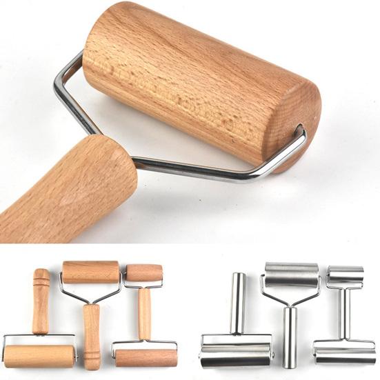 Rolling Pin To Non-Stick Comfortable Grip Dual Head Stainless Steel Frame Pastry Roller