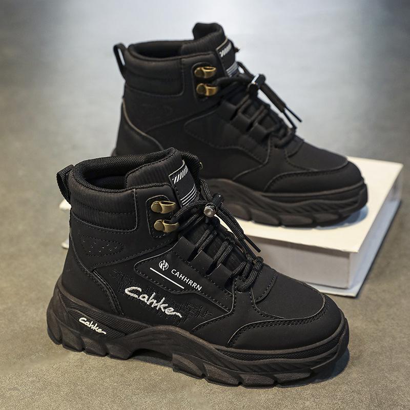 

Детские ботинки мартин для мальчиков, ботинки для детей среднего и старшего возраста, нескользящие кожаные ботинки для улицы, осенне-зимние ботинки в стиле милитари, студенческие 40 чёрный