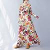 Real Spring New Literary Large Size Loose Printing Round Neck Long Sleeve Dress Women's Long Dress