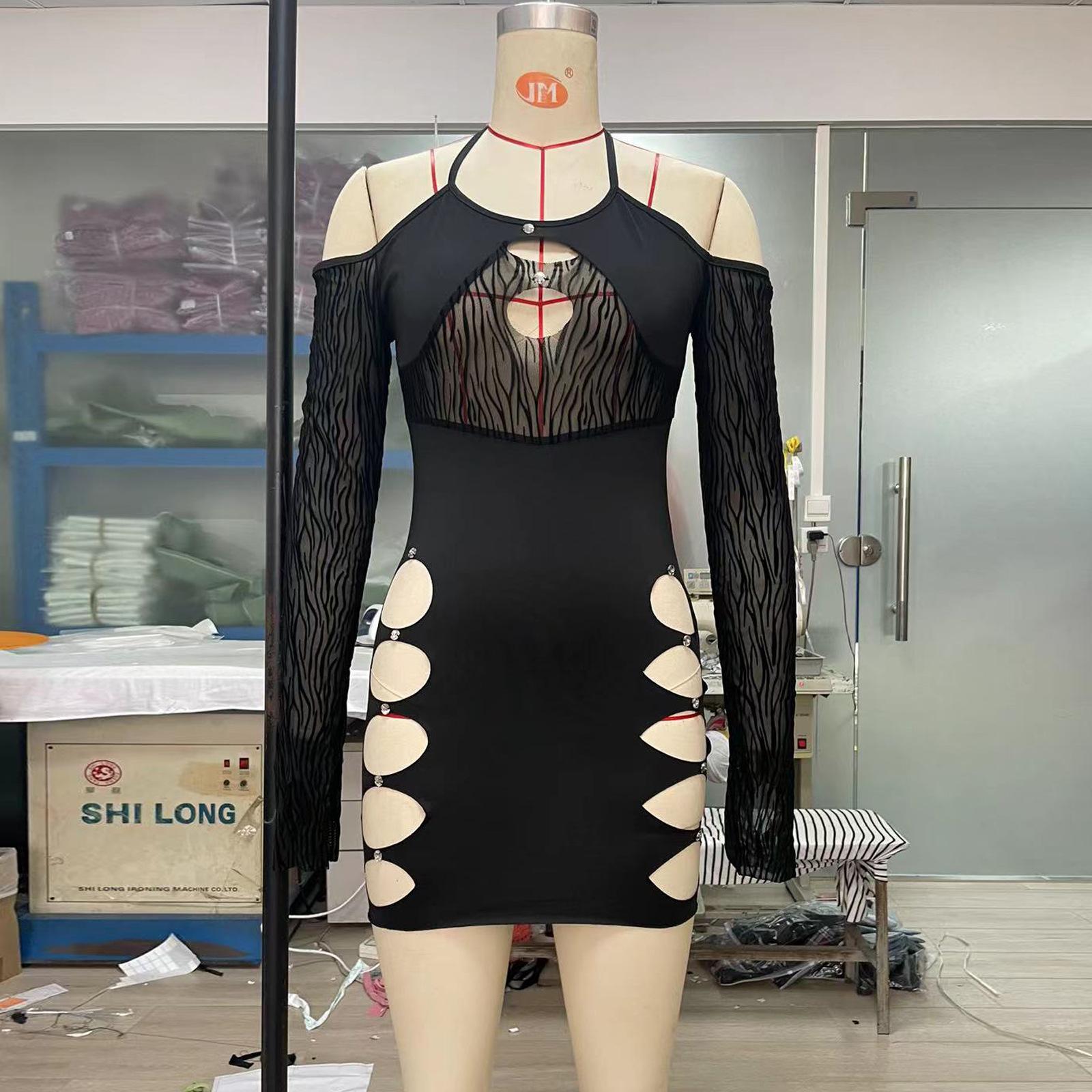 

Женское сетчатое платье Cover Up весна/лето перспектива сексуальное сетчатое фиксированное ромбовидное платье S чёрный