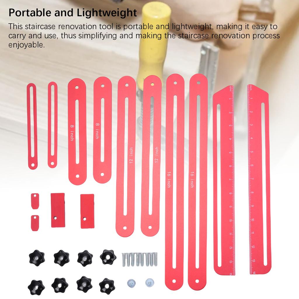 Stair Tread Gauge Aluminum Alloy Stair Tread Template Tool for Home DIY Renovation and Professional Construction Projects