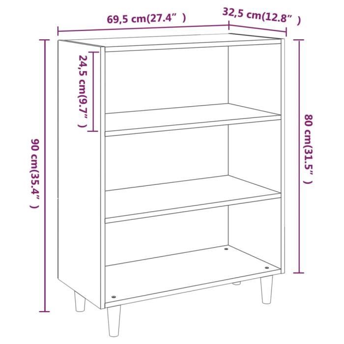 812244 vidaXL Buffet Gris béton 69,5x32,5x90 cm Bois d'ingénierie