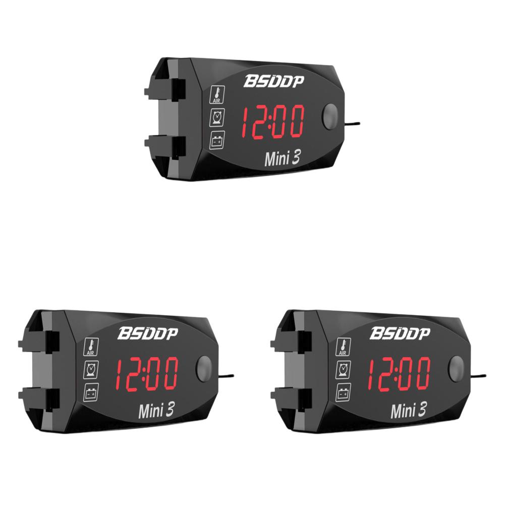 

12 В Мотоцикл Электронные Часы Пылезащитный 3 в 1 Цифровой Дисплей (красный) КДЕ