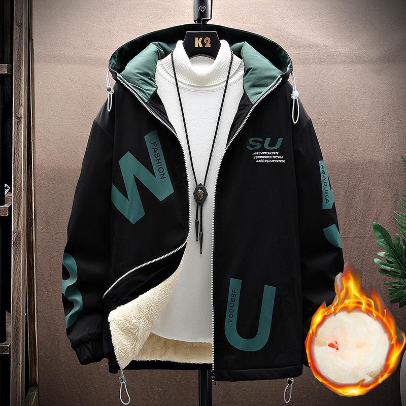 Spring, Men's Jacket Hooded Jacket New Short Fleece Trend Casual