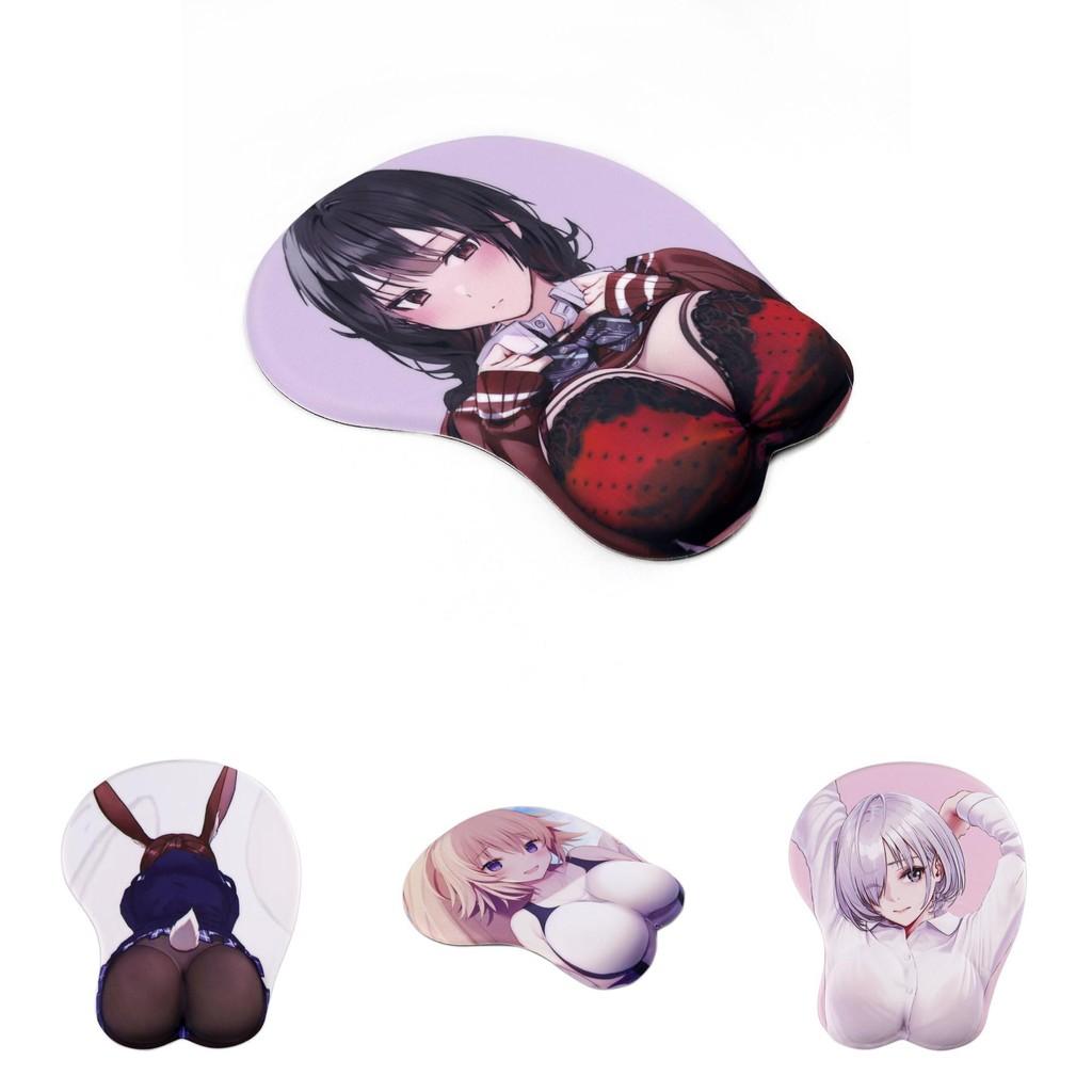 Kreatives und niedliches Anime-Mauspad mit 3D-Brustmotiv aus weichem Silikongelmaterial