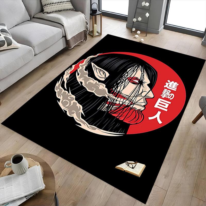 1pc Attack Titan Home Office, Durable Polyester Floor Mat with Easy, Office Decor, Urban Style, Nonslip Backing