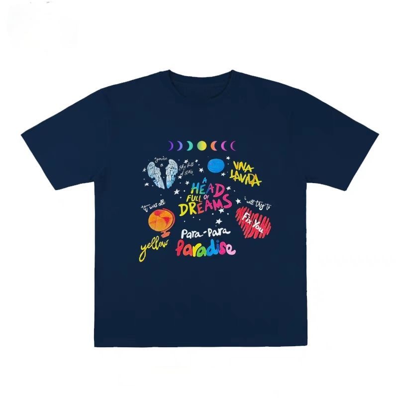 

COLDPLAY Coolplay Band Tshirt with Printed Design Loose and Retro Style Vintage Style for Both Men Women Made of Pure Cotton S
