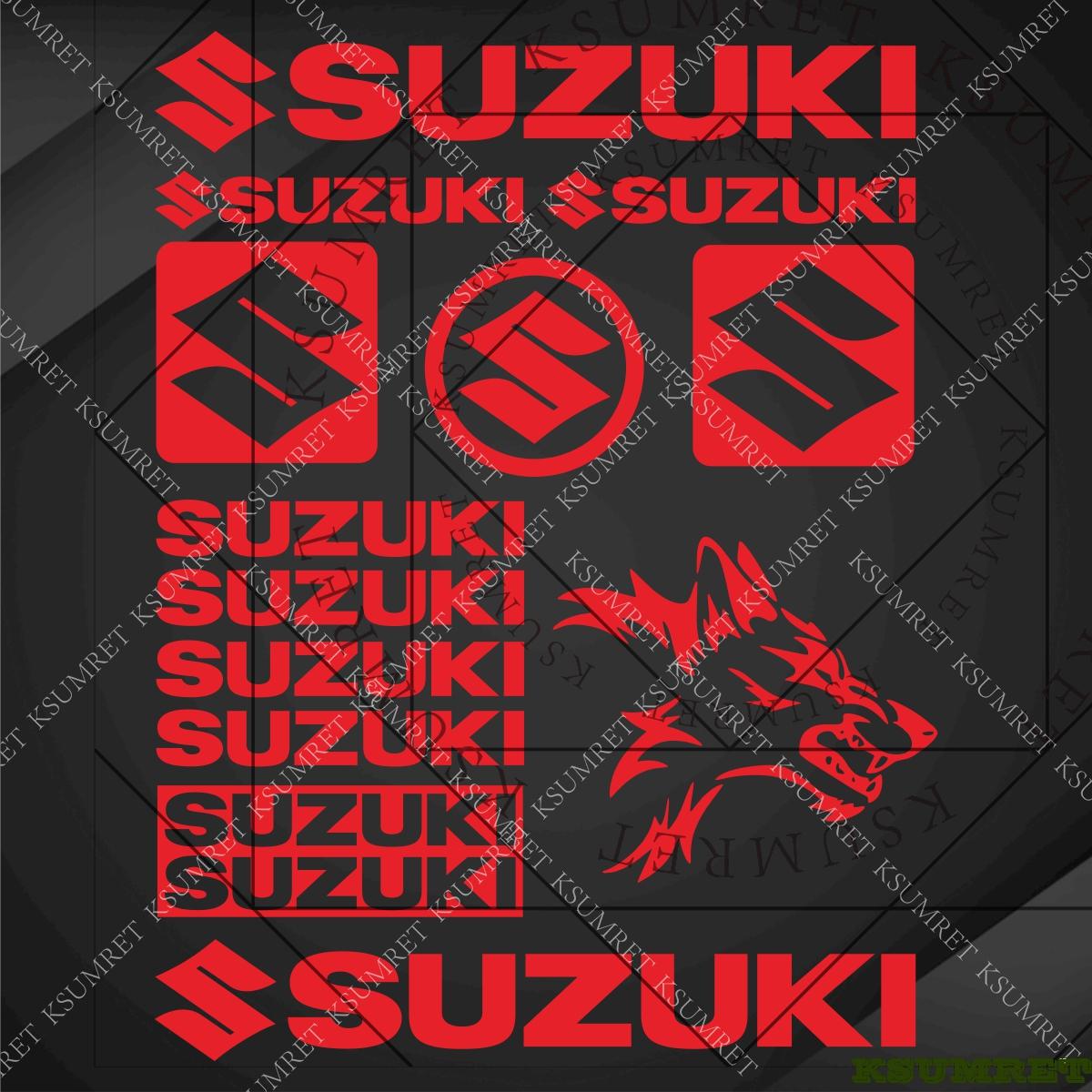 AAGL1 Suzuki Stickers Logo Motorcycle Tank Helmet Emblem Decals Set красный