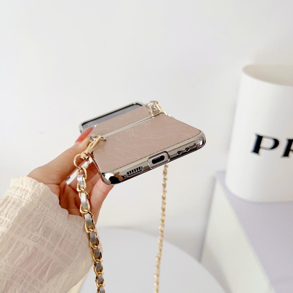 Für Samsung Galaxy Z Flip 4 3 Hülle Luxus Galvanisch lackiert mit Armband Stoßfester Schutz Harte Rückseite Zubehör