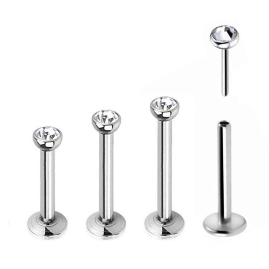 316L rozsdamentes acél, karmos foglalatú CZ labret fülbevaló