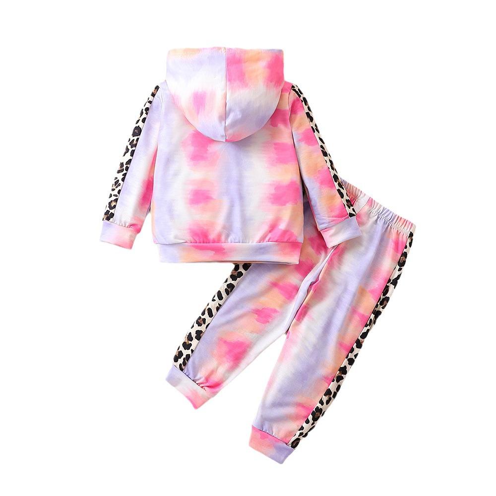 Kids' Cross-Border Tie-Dye Patchwork Hoodie & Sweatpants Set, Autumn/Winter Fashion