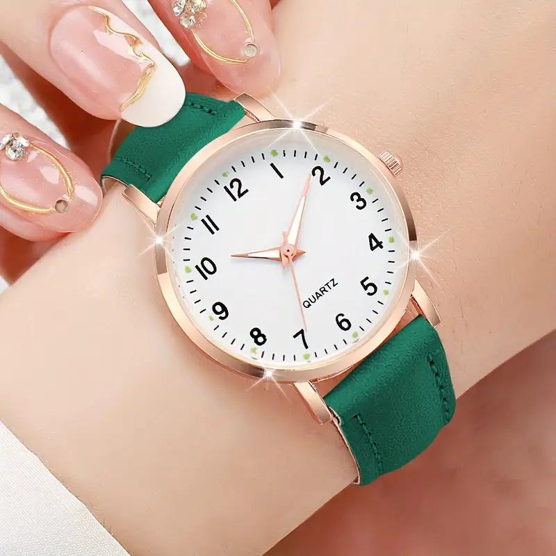 Digital Leuchtender Zeiger Quarz Uhr Set Damen Vielseitiger Mode Gürtel Schulmädchen Uhr
