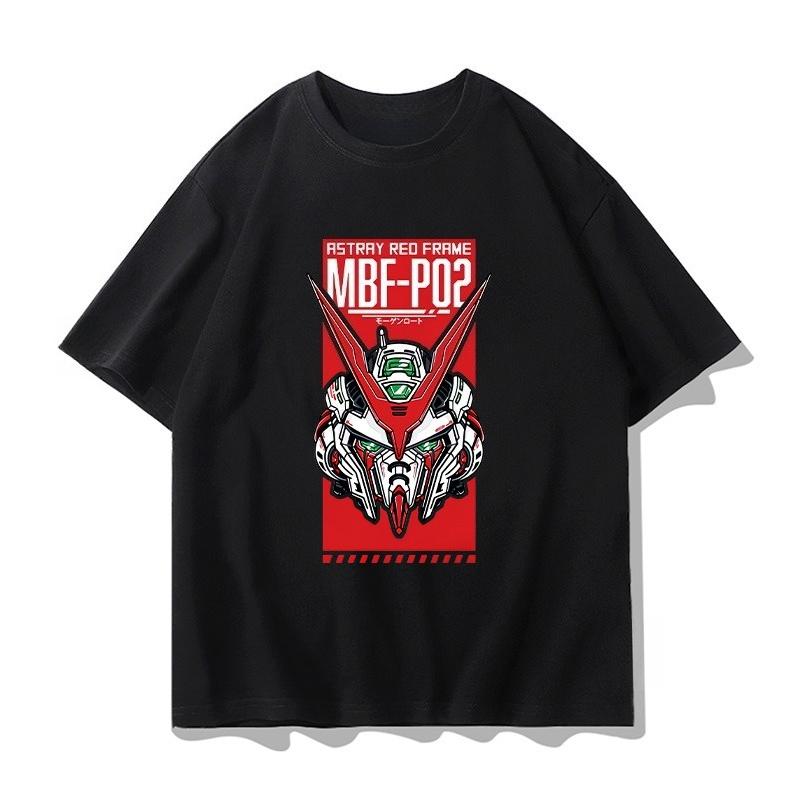 Mobile Suit Gundam Animation Derivatives Loose Shortsleeved Mens and Womens Tshirts Summer Mecha Printing Casual Clothing