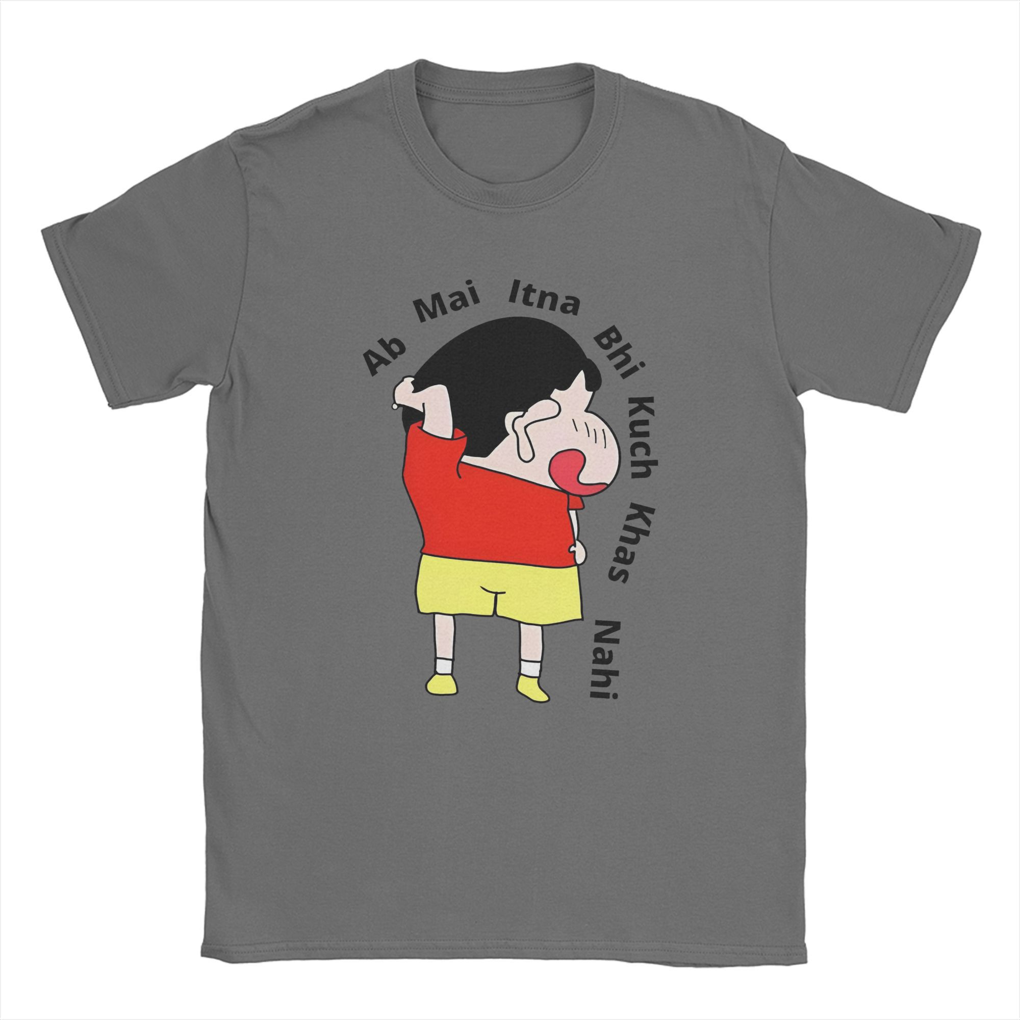 

Creative Crayon Shin-Chan Ab Mai Itna Bhi Kuchh Khaas Nahi T-Shirt Men Cotton T Shirts Shy Short Sleeve Tee Shirt Present Tops 4XL