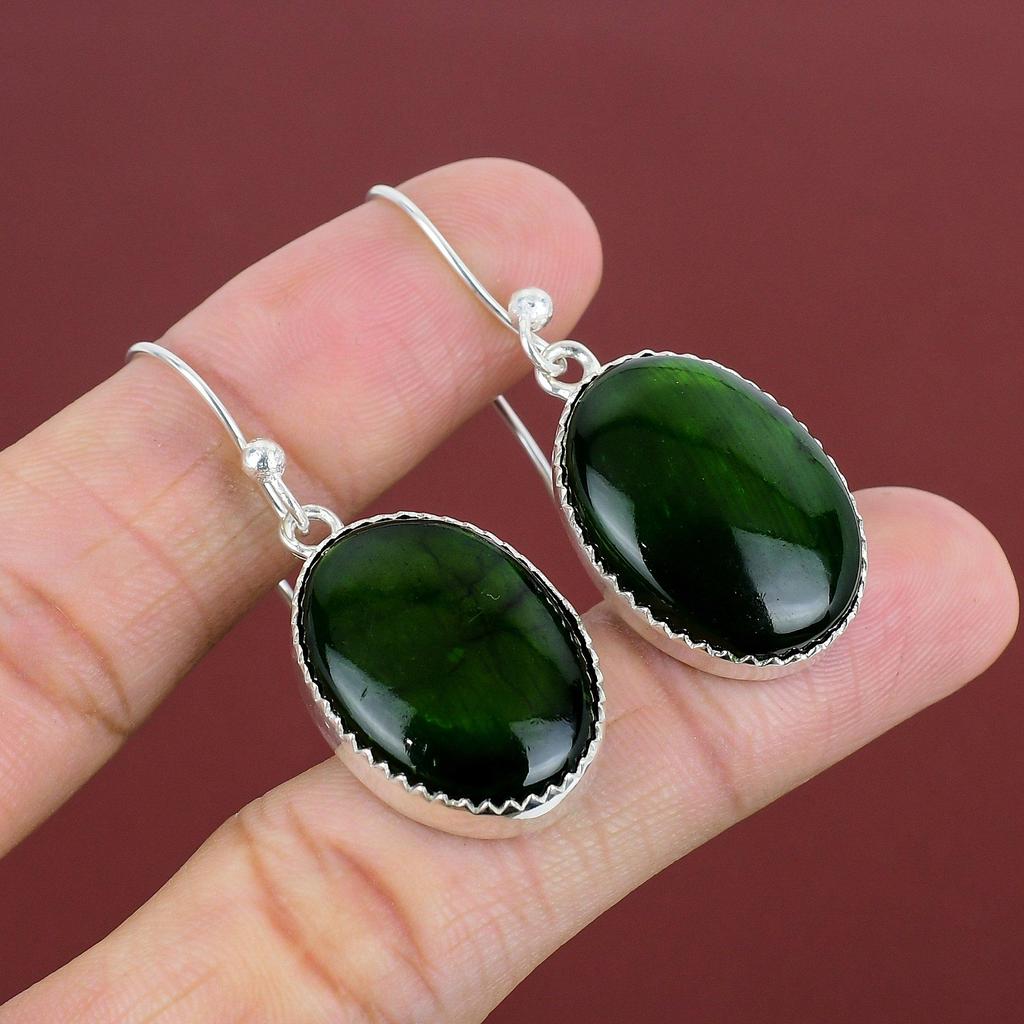 Green Fire Labradorite Earring Genuine Gemstone Earring 925 Sterling Silver Earring Handmade Earring Gifts For Her Real Labradorite Jewelry