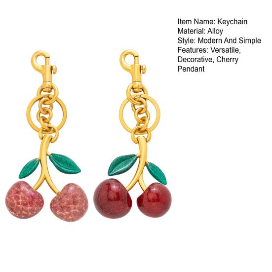 1/2Pcs Keychain Holder Cherry Leaves Charm Keyring Fade-resistant Alloy Key Ring Backpack Car Accessory