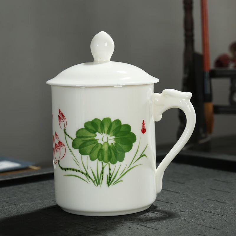 Chaxun Blue & White Porcelain Office Tea Mug with Lid
