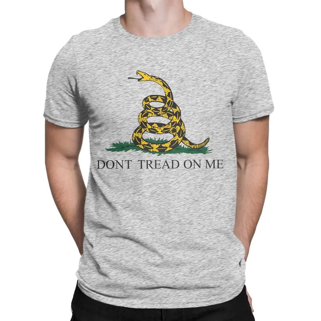 Novelty Don't Tread On Me Snake Flag T-Shirt Men Round Neck Cotton T Shirt Short Sleeve Tee Shirt Summer Tops