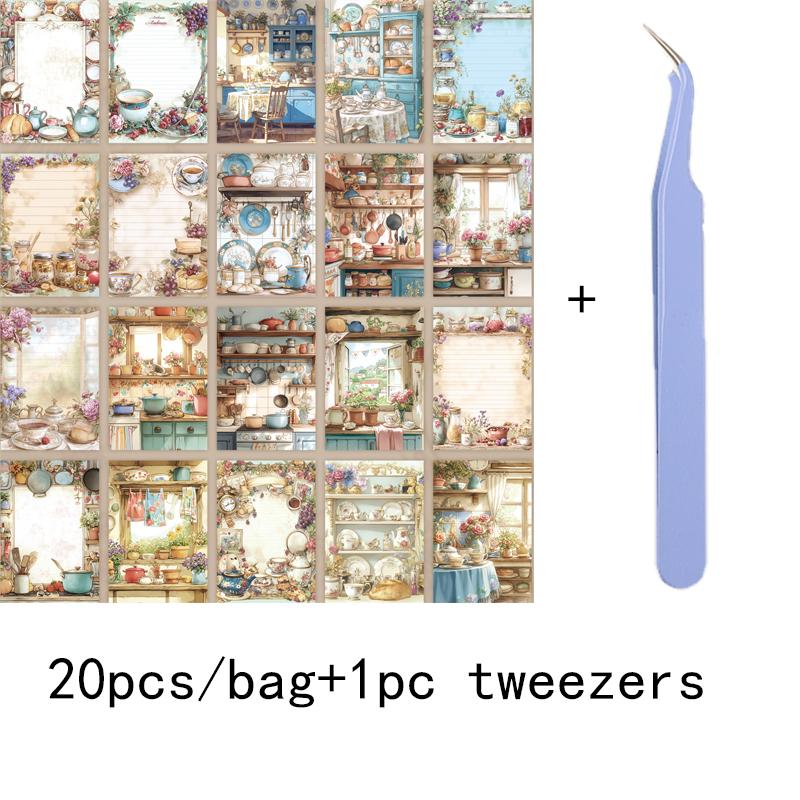 

21 шт./набор Ретро наклейки для фона с набором пинцетов Материал Бумага 145*210 мм Теплый момент Справочник DIY Декоративная наклейка Бумага