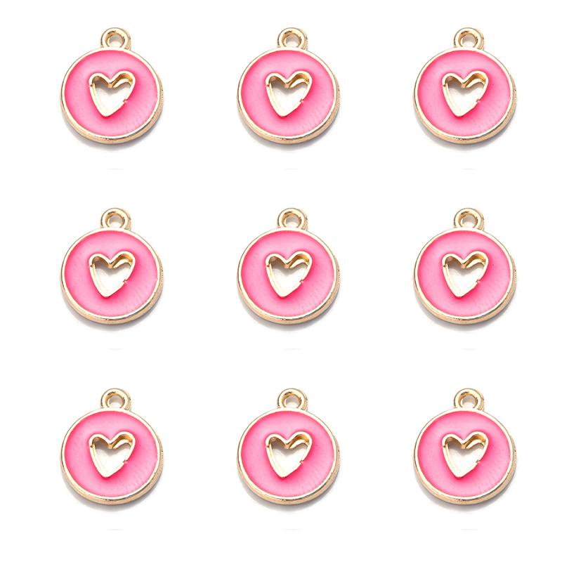 10 pezzi/lotto Cuore d'Amore Rotondo Smalto Ciondoli Double Face Ciondolo Fatto a Mano Per Braccialetto Fai da Te Creazione Gioielli 14,5x11,5 mm Vendita all'Ingrosso