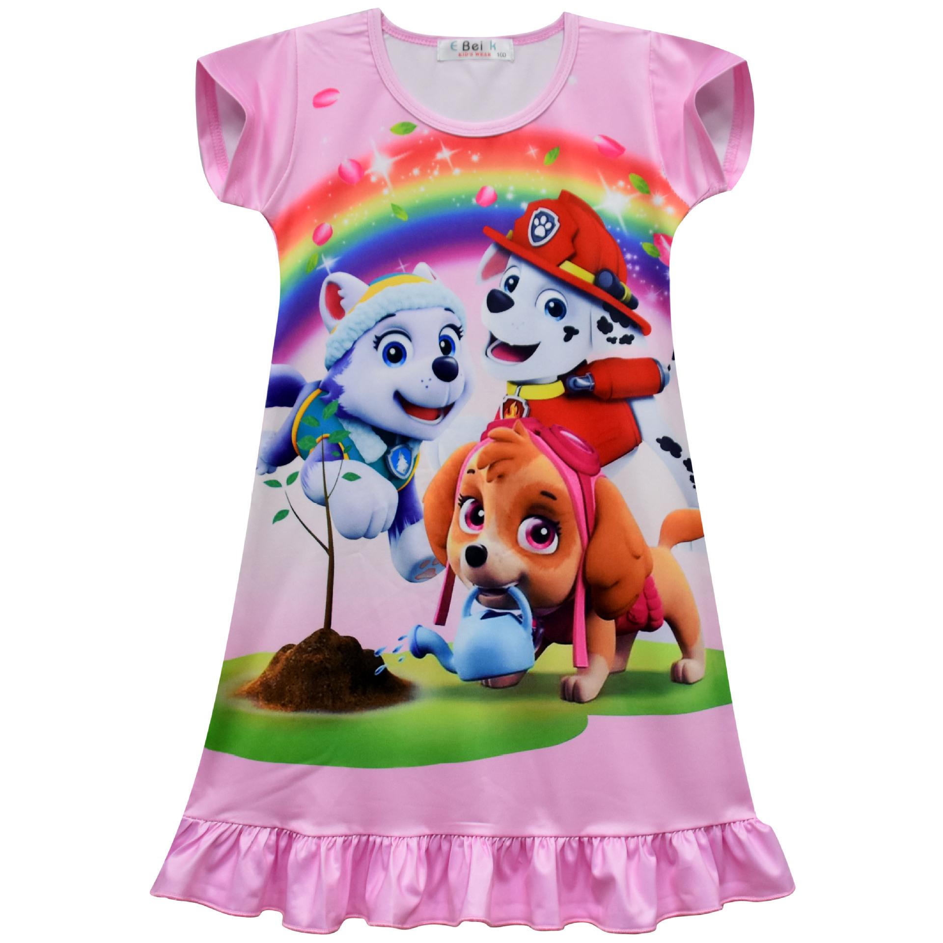 Cute Cartoon Print Girls Dress, Milk Silk Ice Silk Loungewear Pajamas Pajamas 3107 100 розовый