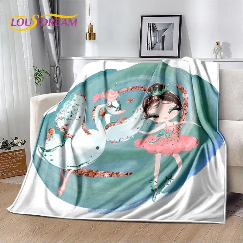Cute Ballet Girl Ballerina Cartoon Soft Plush Blanket,Flannel Blanket Throw Blanket for Living Room Bedroom Bed Sofa Picnic Kids