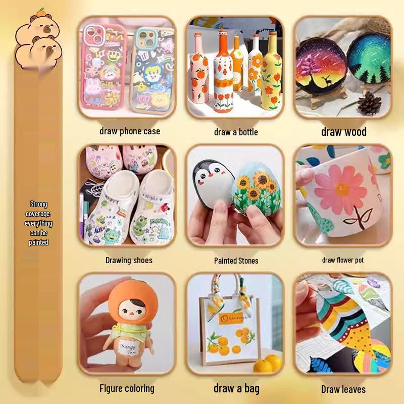 Acrylic Marker and Colored Pencil Set: 24 Opaque Colors, 36 Paint Brushes for Kindergarten Art