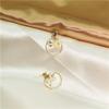 Crystal Shell Flower Imitation Pearl Drop Earrings for Women Geometric Round Personality Jewelry Christmas Girl Friend Gift