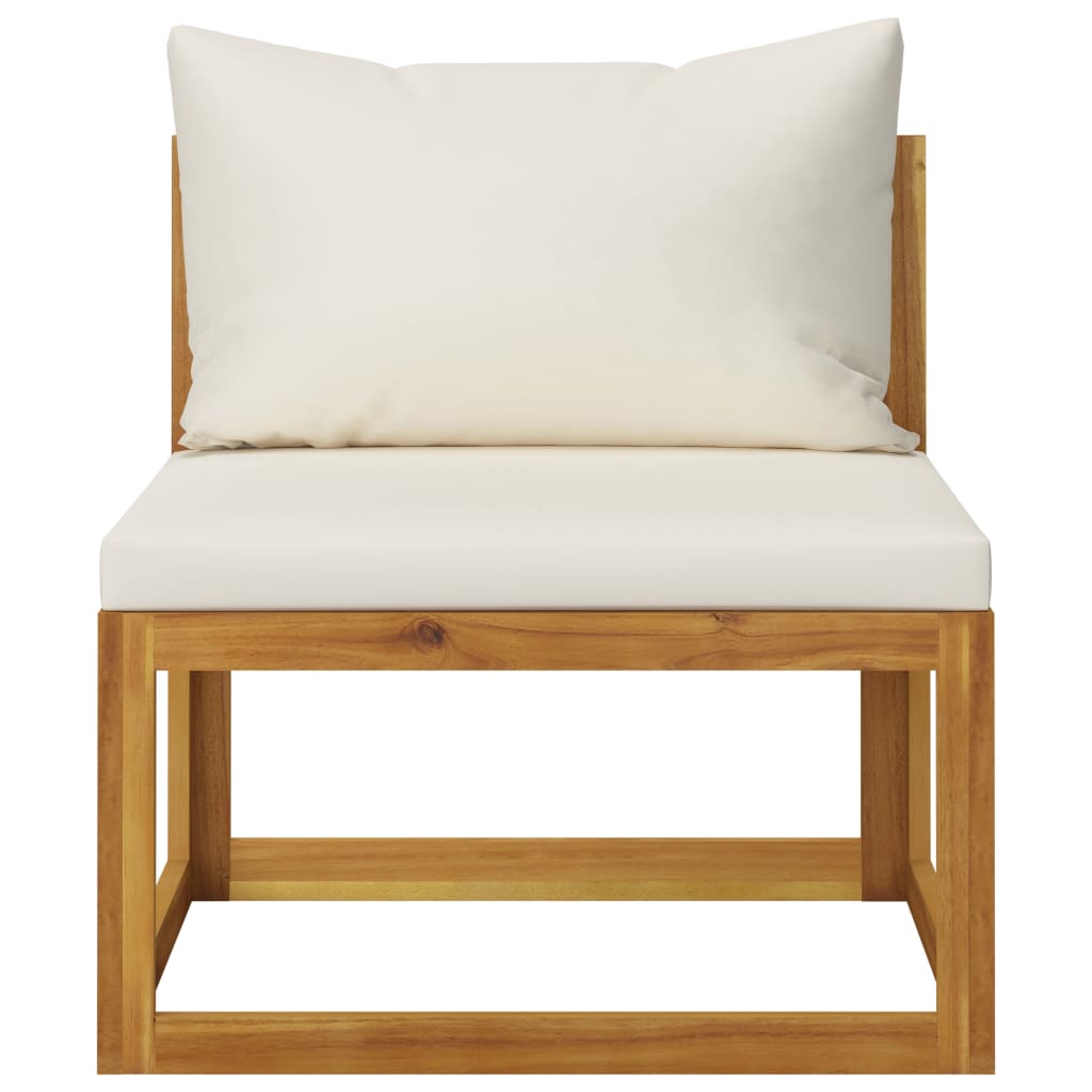 4 Piece Garden Lounge Set with Cream Cushions Solid Acacia Wood