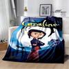 C-coraline Cartoon Printied Blanket Warm Beautiful Flannel Soft and Comfortable Blanket Home Travel Blanket Birthday Gift