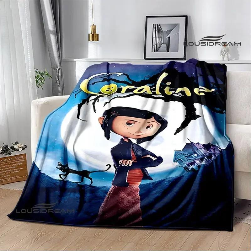 C-coraline Cartoon Printied Blanket Warm Beautiful Flannel Soft and Comfortable Blanket Home Travel Blanket Birthday Gift