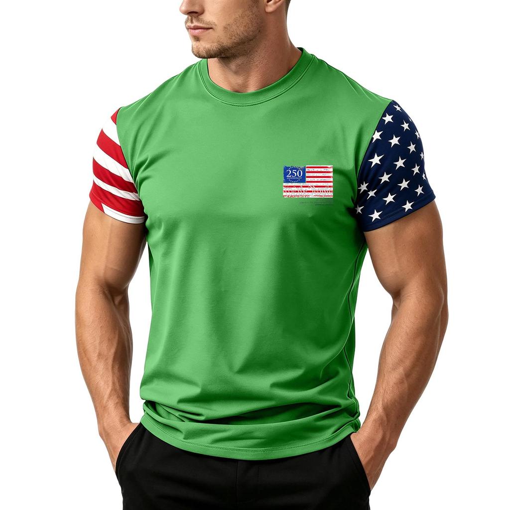 Men's Independence Day Flag Print Short Sleeve T-Shirt, Loose Casual Daily Summer Tops