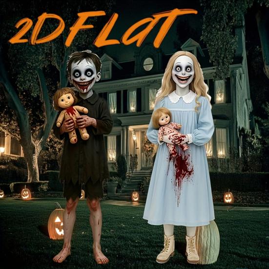 2Pcs Halloween Horror Dolls Yard Signs Realistic Gothic Garden Stakes Festivals Spooky Dolls Creepy Party Decoration