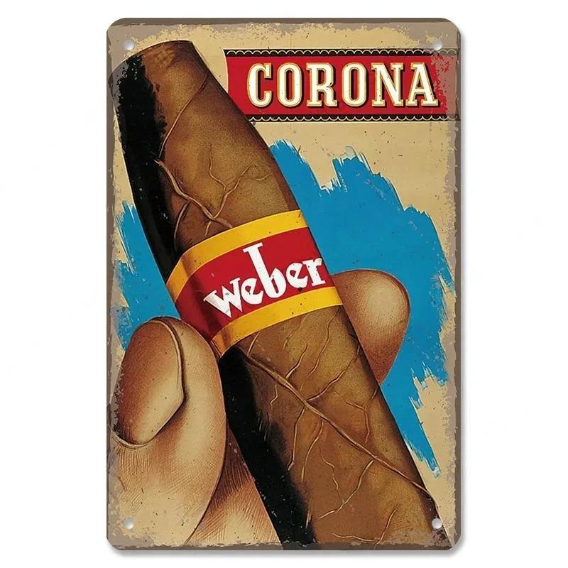 Metal Tin Poster Cigar Plaque Retro Metal Plate Gentleman Smoke Cigar Whisky Vintage Metal Tin Sign Bar Club Man Cave Wall Decor
