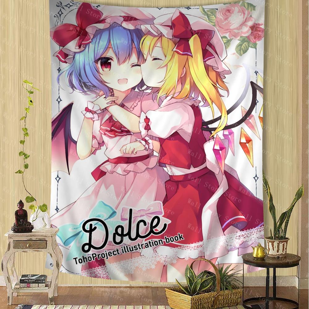 Touhou Project Flandre Scarlet Tapestry Anime Tapestry Tarot Hippie Wall Rugs Dorm Wall Hanging Sheets Wall for Bedroom Tapestry