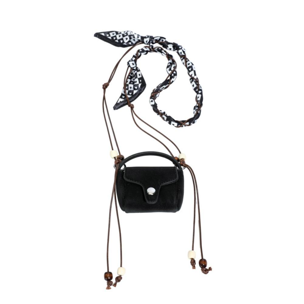 Beads Suede Crossbody Bag Silk Scarf Square Mini Bag Creative Earphone Bag Fashion Accessories 890₽