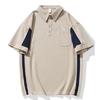 Summer Mens Spring and Summer Updated Short-sleeved T-shirt Lapel POLO Top Comfortable Fit Color-blocking Body Top