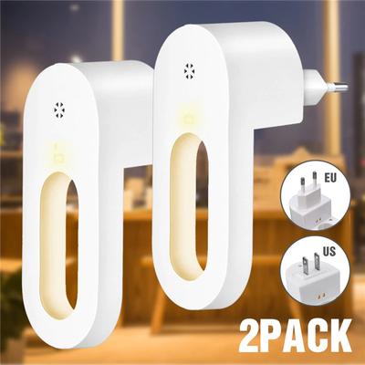 2ks Plug-in Noční světlo Teplá bílá LED Noční světla Senzor soumraku do úsvitu pro ložnice Koupelna Kuchyň Schodiště Zásuvka EU/US