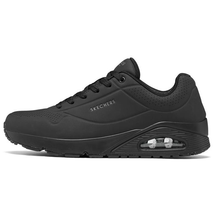 Skechers Uno Synthetic Leather Comfortable Versatile Shock Absorbing Durable Low Top Casual Shoes Men sneaker Black 52458-BBK 39.5